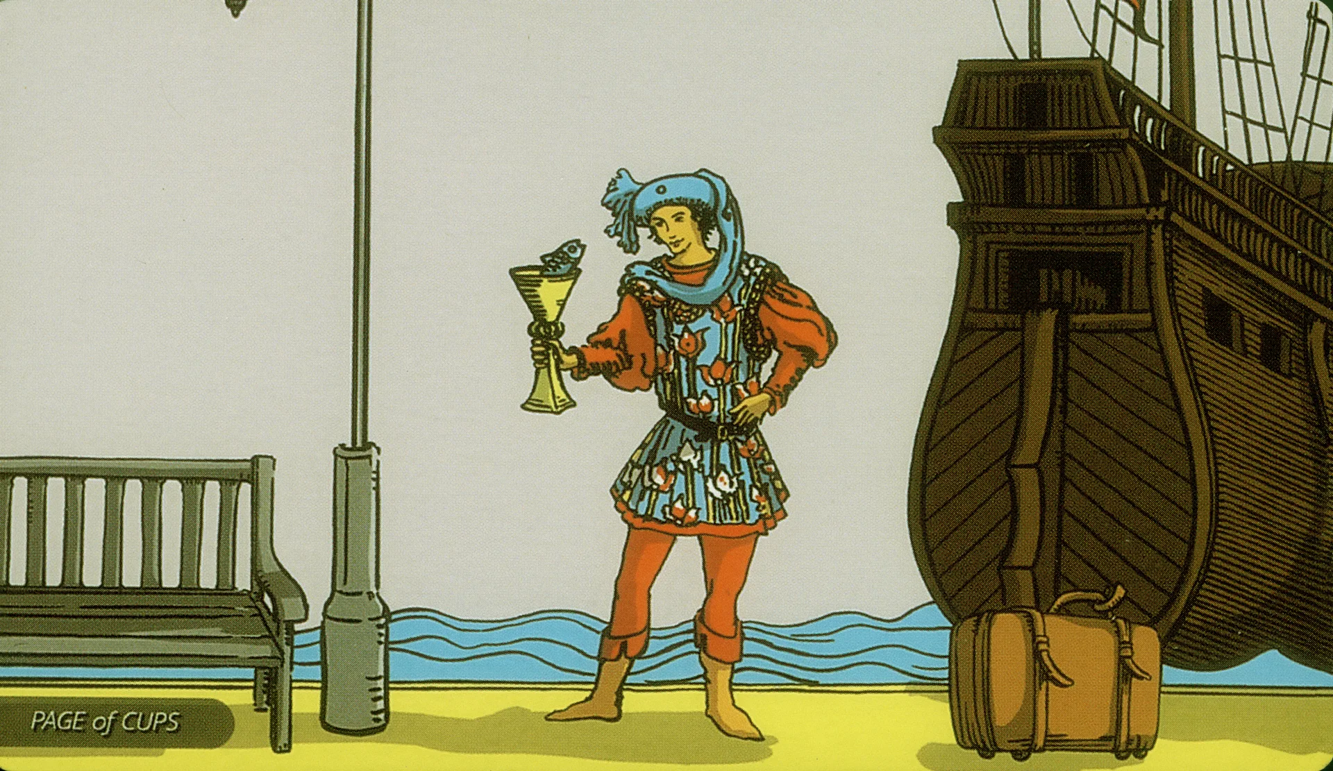 Page of Cups Rider-Waite-Smith tarot card panorama