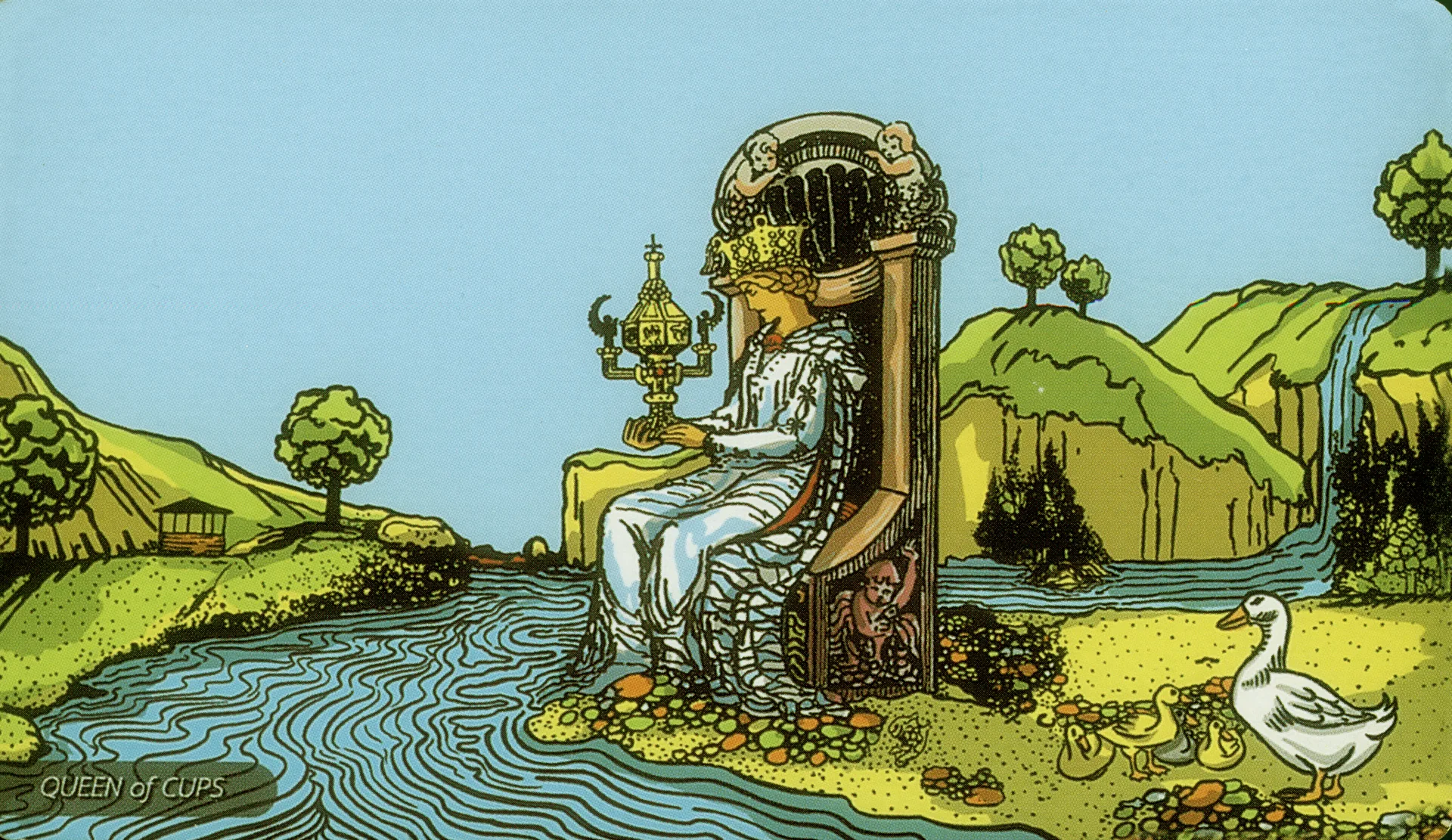 Queen of Cups Rider-Waite-Smith tarot card panorama
