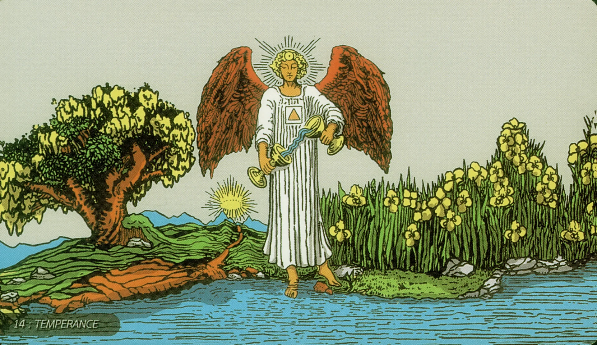 Temperance Rider-Waite-Smith tarot card panorama