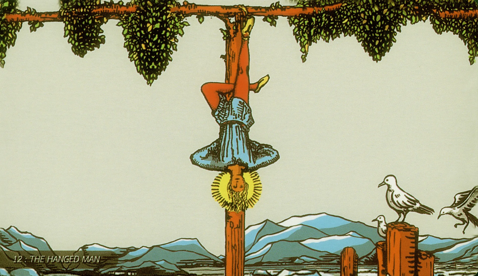 The Hanged Man Rider-Waite-Smith tarot card panorama
