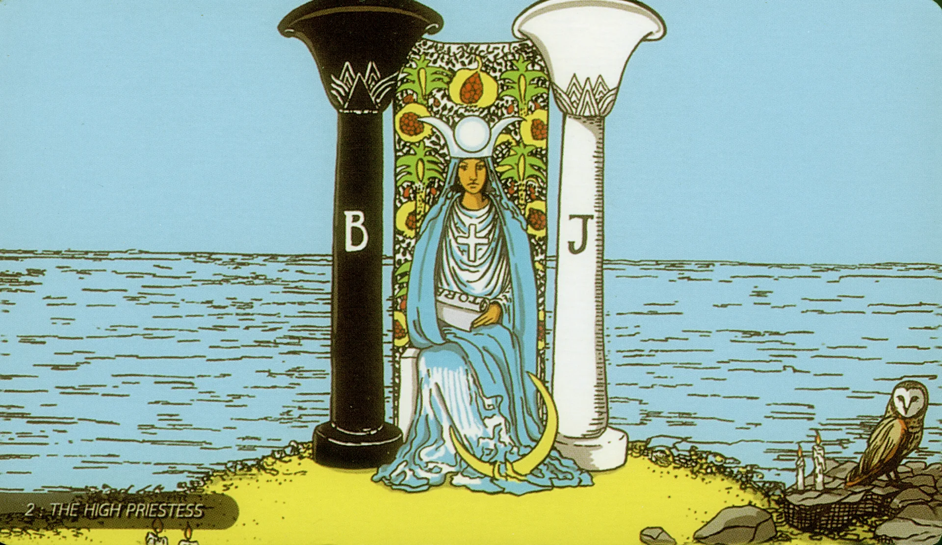 The High Priestess Rider-Waite-Smith tarot card panorama