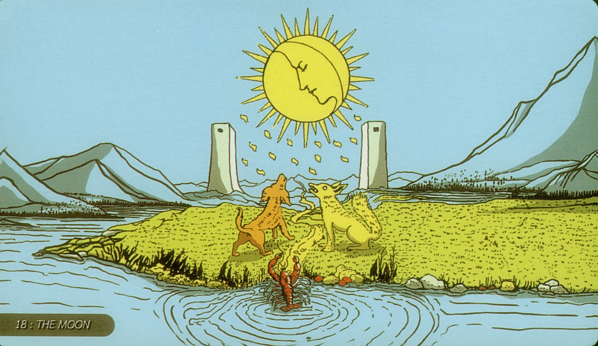 The Moon Rider-Waite-Smith tarot card panorama