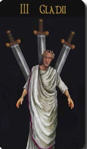 III Gladii card from The Roman Tarot deck by Christine Cianci
