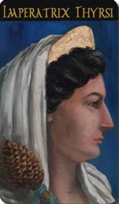 Imperatrix Thyrsi card from The Roman Tarot deck by Christine Cianci
