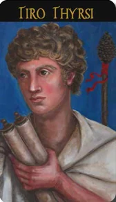 Tiro Thyrsi card from The Roman Tarot deck by Christine Cianci