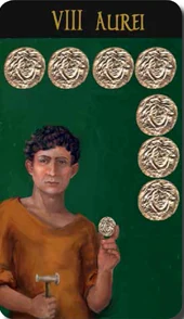 VIII Aurei card from The Roman Tarot deck by Christine Cianci