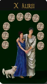 X Aurei card from The Roman Tarot deck by Christine Cianci