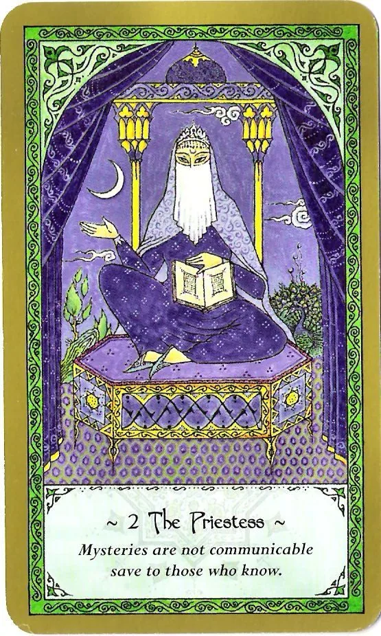 The Priestess card from the Rumi Tarot deck