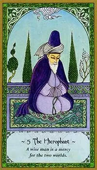 The Hierophant card from the Rumi Tarot deck