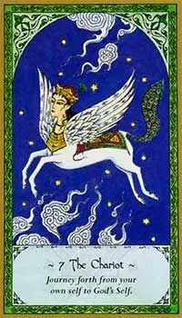 The Chariot card from the Rumi Tarot deck