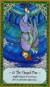 The Hanged Man card from the Rumi Tarot deck