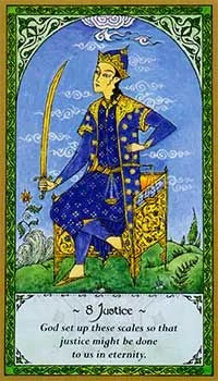 Justice card from Rumi Tarot