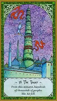The Tower card from the Rumi Tarot deck