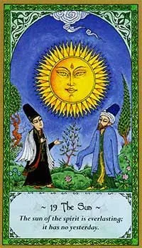 The Sun card from the Rumi Tarot deck