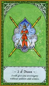2 of Staves card from the Rumi Tarot deck