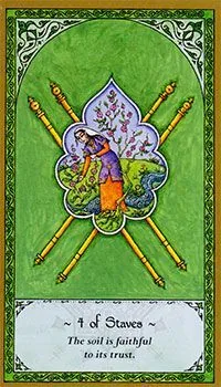 4 of Staves card from the Rumi Tarot deck