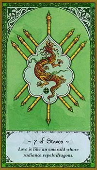 7 of Staves card from the Rumi Tarot deck