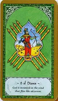 8 of Staves card from the Rumi Tarot deck