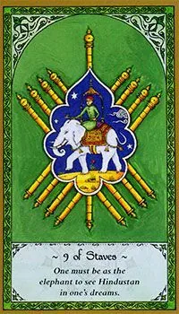 9 of Staves card from the Rumi Tarot deck