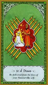 10 of Staves card from the Rumi Tarot deck