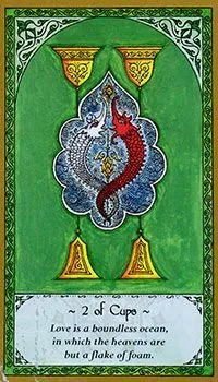 2 of Cups card from Rumi Tarot