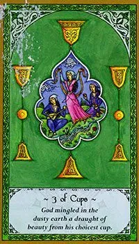 3 of Cups card from the Rumi Tarot deck