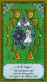 6 of Cups card from the Rumi Tarot deck