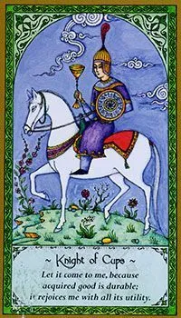 Knight of Cups card from the Rumi Tarot deck