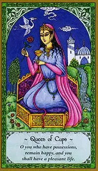 Queen of Cups card from the Rumi Tarot deck