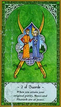 2 of Swords card from the Rumi Tarot deck