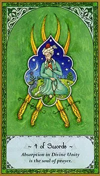4 of Swords card from the Rumi Tarot deck