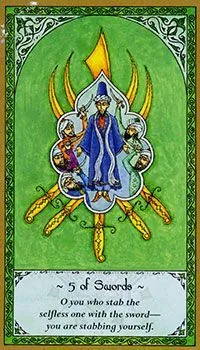 5 of Swords card from the Rumi Tarot deck