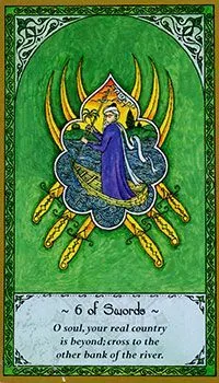 6 of Swords card from Rumi Tarot
