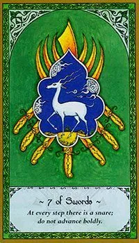 7 of Swords card from the Rumi Tarot deck