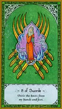 8 of Swords card from the Rumi Tarot deck