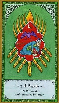 9 of Swords card from the Rumi Tarot deck