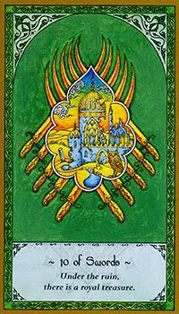 10 of Swords card from the Rumi Tarot deck