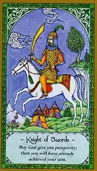 Knight of Swords card from the Rumi Tarot deck