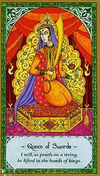 Queen of Swords card from the Rumi Tarot deck