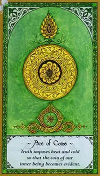 Ace of Coins card from the Rumi Tarot deck