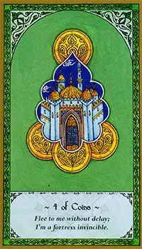4 of Coins card from the Rumi Tarot deck