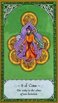 6 of Coins card from the Rumi Tarot deck