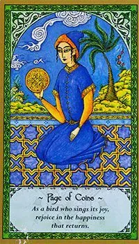 Page of Coins card from the Rumi Tarot deck