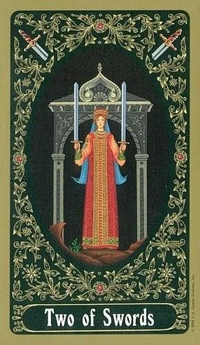 2 of Swords - Russian Tarot of St. Petersburg - Tarot Deck by Yury Shakov
