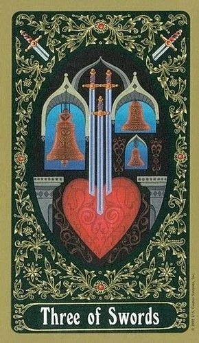 3 of Swords - Russian Tarot of St. Petersburg - Tarot Deck by Yury Shakov