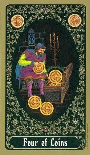 Russian Tarot Of St Petersburg Review 2 4 of Coins from the Russian Tarot of St. Petersburg