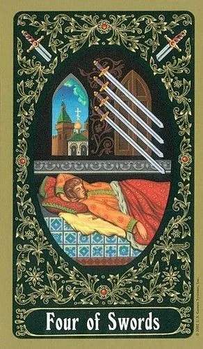 4 of Swords - Russian Tarot of St. Petersburg - Tarot Deck by Yury Shakov