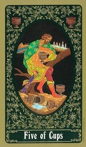 5 of Cups - Russian Tarot of St. Petersburg - Tarot Deck by Yury Shakov
