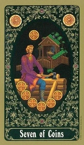 7 of Coins - Russian Tarot of St. Petersburg - Tarot Deck by Yury Shakov