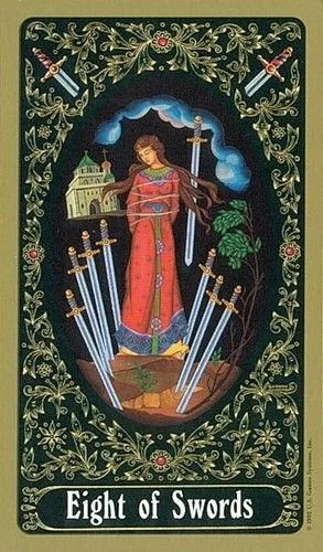 8 of Swords - Russian Tarot of St. Petersburg - Tarot Deck by Yury Shakov